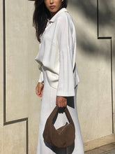 Load image into Gallery viewer, Polo Collar Loose Pullover Knit Sweater Skirt Set: Green / M