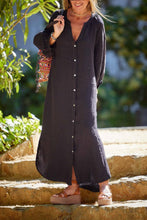 Load image into Gallery viewer, Demure v-neck Balloon Sleeves blouse long dress: Grey / M