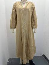 Load image into Gallery viewer, Demure v-neck Balloon Sleeves blouse long dress: Grey / M