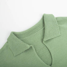 Load image into Gallery viewer, Polo Collar Loose Pullover Knit Sweater Skirt Set: Green / M