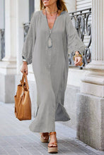 Load image into Gallery viewer, Demure v-neck Balloon Sleeves blouse long dress: Grey / M
