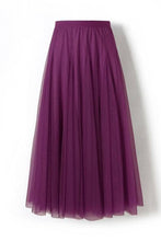 Load image into Gallery viewer, 20 colors Ethereal Flowy Elastic Waist Pleated Tulle Skirt: Plum / M