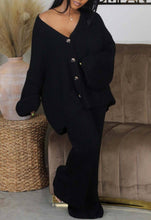 Load image into Gallery viewer, Casual long-sleeved knitted sweaterl leggings set 2pcs: Yellow / L