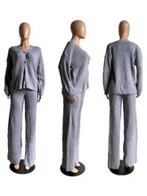 Load image into Gallery viewer, Casual long-sleeved knitted sweaterl leggings set 2pcs: Yellow / L