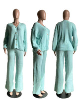 Load image into Gallery viewer, Casual long-sleeved knitted sweaterl leggings set 2pcs: Yellow / L